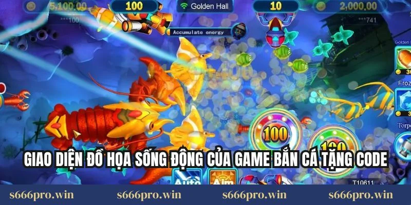 Giao diện đồ họa sống động của game bắn cá tặng code